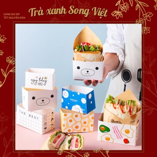 Set 5 hộp giấy đựng bánh mì sandwich đáng yêu