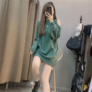 [Plus Size] (40-150kg) Đầm Mini Nữ Tay Dài Hở Vai