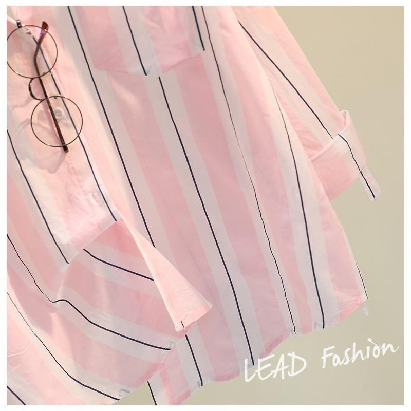 Áo Sơ Mi Tay Dài 100% Cotton Họa Tiết Kẻ Sọc Phong Cách Hàn Quốc Thời Trang Mùa Thu Mới 2023 Cho Nữ