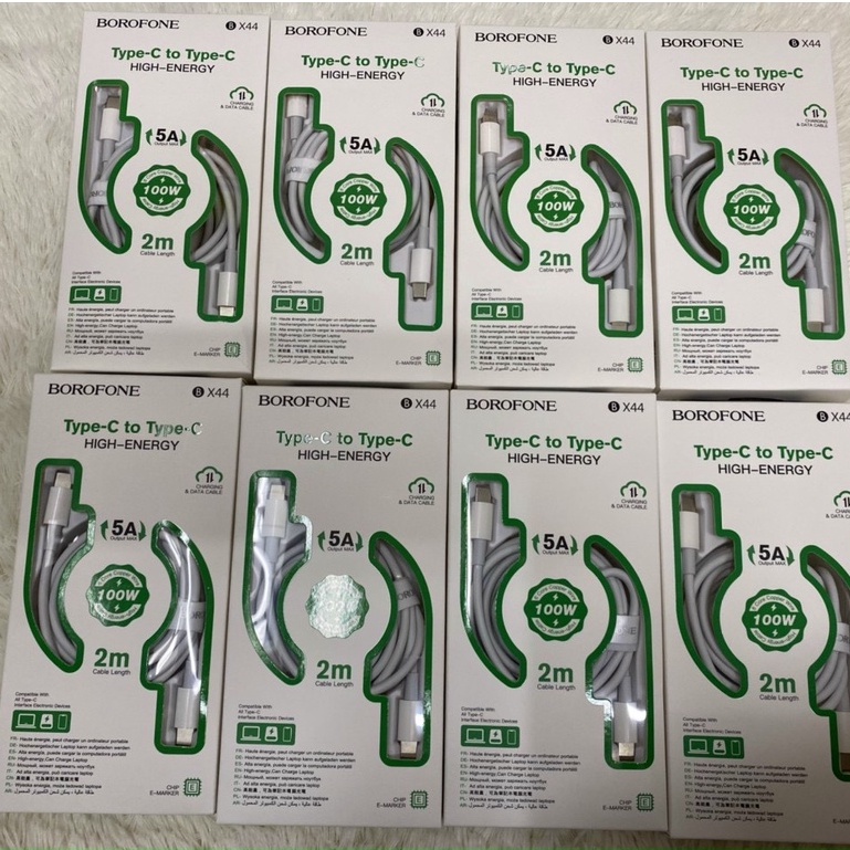 Dây cáp sạc nhanh 100w 5A Type-C to  Type-C chính hãng BOROFONE BX44 sạc được ipad macbook dài 1m/2m silicon