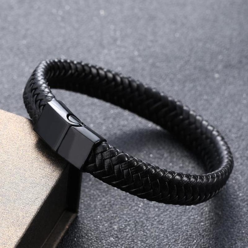 Vòng Tay Da Bện Khóa Nam Châm Phong Cách Vintage