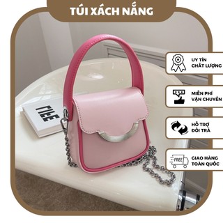 Túi mini xách tay đeo chéo hàng da đẹp túi xách da màu hồng mini TÚI XÁCH NẮNG - E27B
