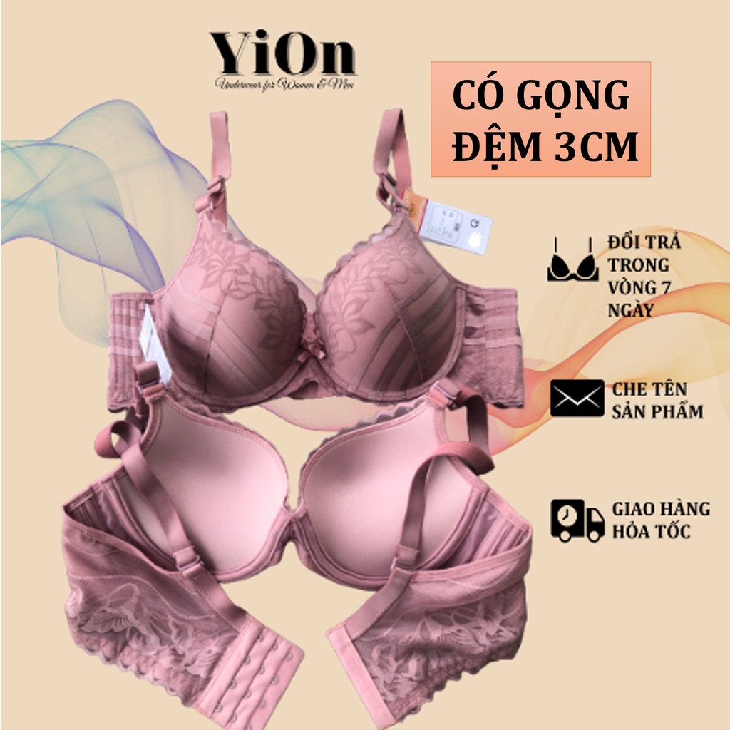 Áo Ngực Ren Nữ Lovely Cao Cấp Mút Vừa 3cm Bản Lưng To 4 Khuy Cài Yion Underwear L1130