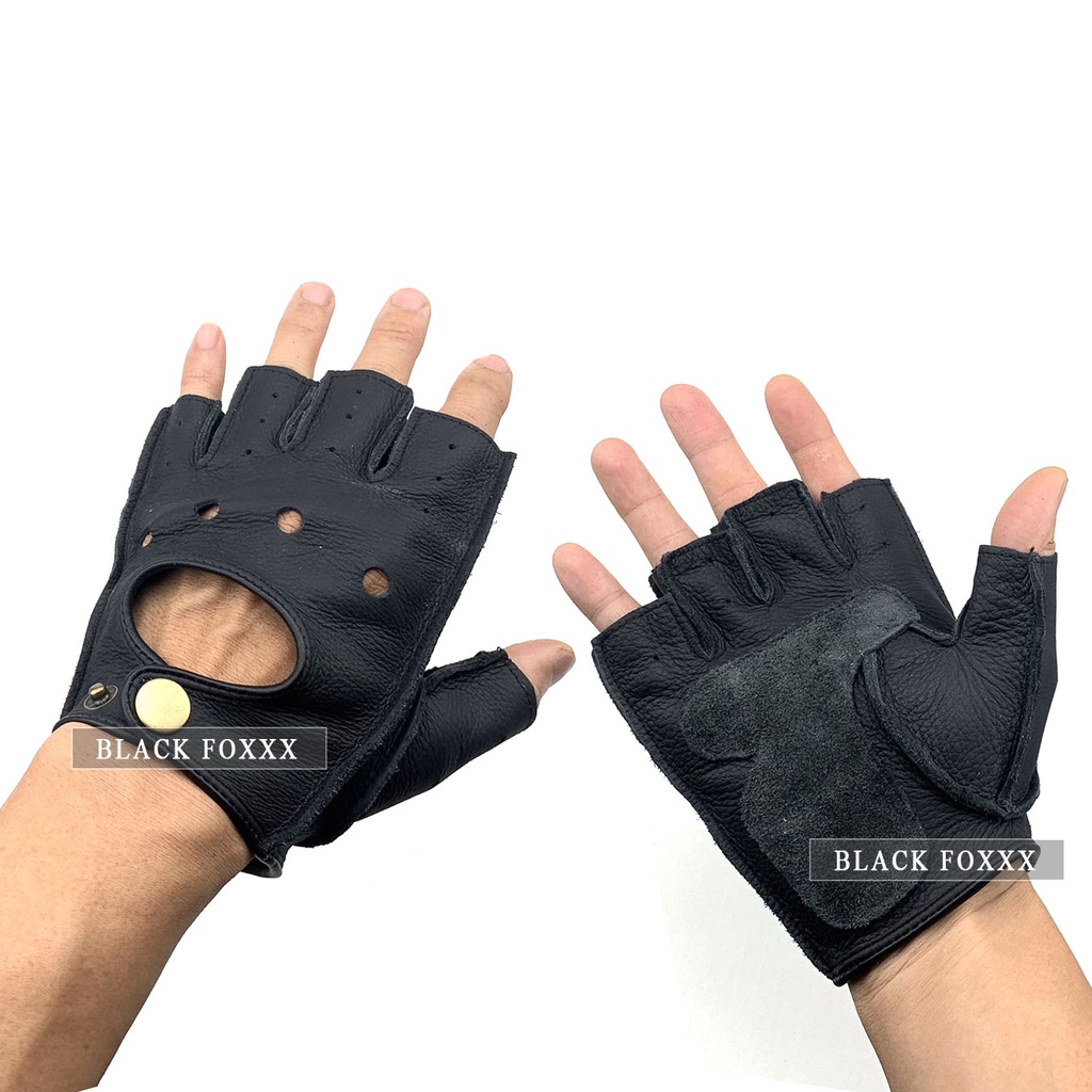 Găng Tay Da 4 Lỗ Cụt Ngón Cá Tính Nổi Bật [ 1 Đôi ]