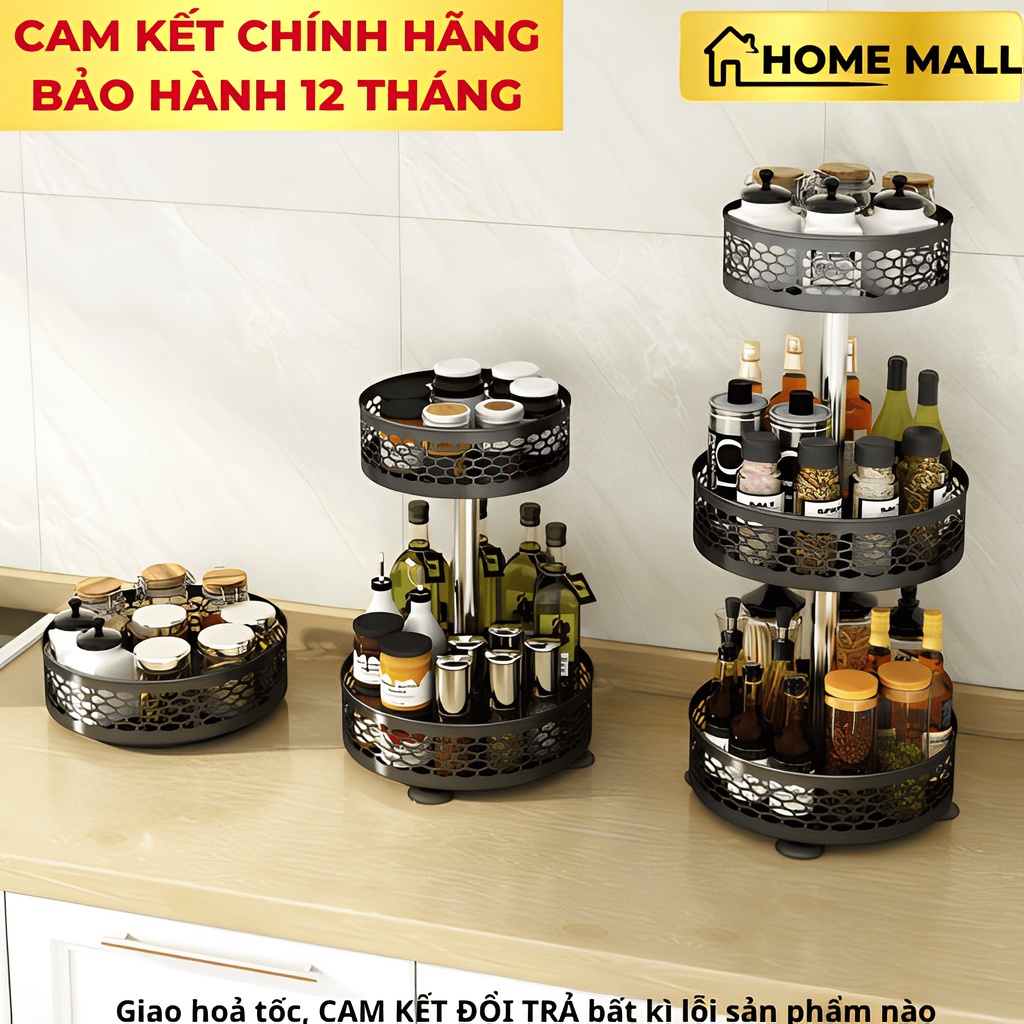 Kệ gia vị thông minh, kệ gia vị xoay 2 tầng, kệ xoay tròn đa năng Home Mall kệ để đồ nhà tắm, kệ xoay 360 nhà bếp