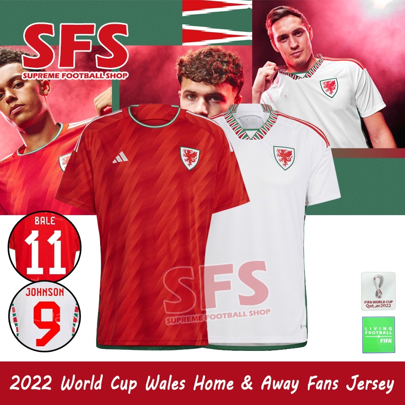 Áo Thun Thể Thao Sân Nhà Jersey Phiên Bản Kỷ Niệm 2022 WC Wales Jersey Dáng Rộng Size S-2XL