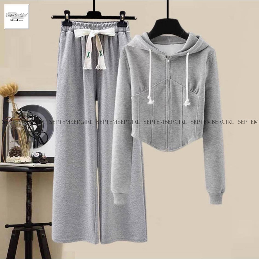 Bộ quần áo kiểu nữ SEPTEMBER GIRL áo khoác nhẹ kết hợp quần ống suông rộng - QA NU 015V1