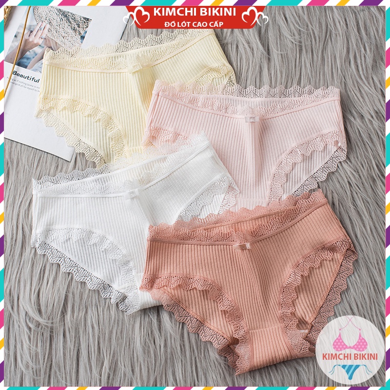 Set 10 quần lót nữ đen viền ren gân tăm KIMCHIBIKINI quần lót chục nữ cotton hoạ tiết sexy xinh đẹp điệu đà QL150