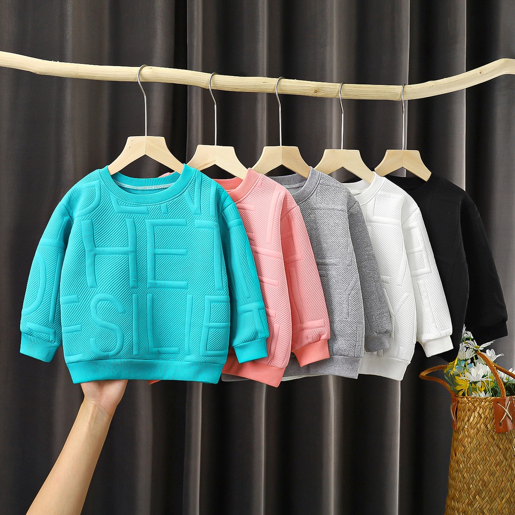 Áo len trẻ em mùa thu đông new jacquard bé trai và bé gái áo thun dài tay kết hợp giữa áo sơ mi trẻ em và áo sơ mi