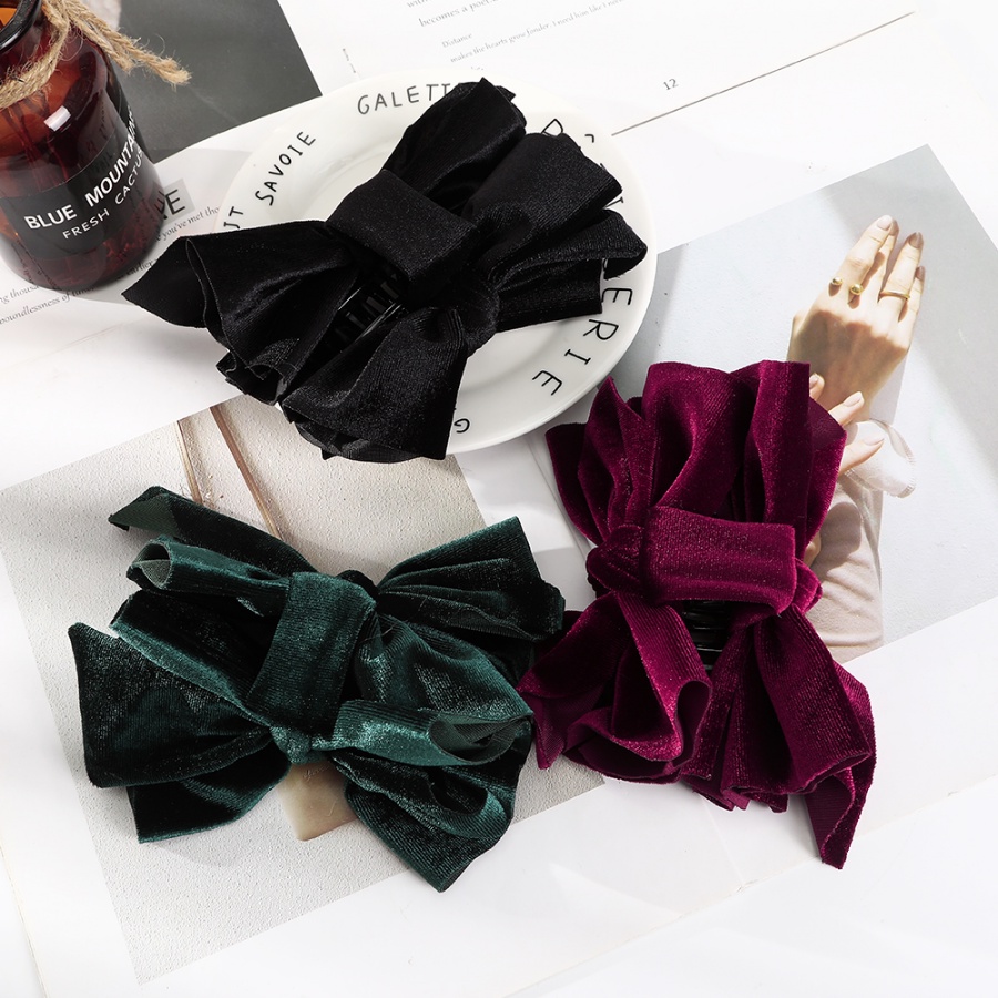 Kẹp Tóc Càng Cua Đính Nơ Vải Nhung Dễ Thương Ngọt Ngào Phong Cách Hàn Quốc