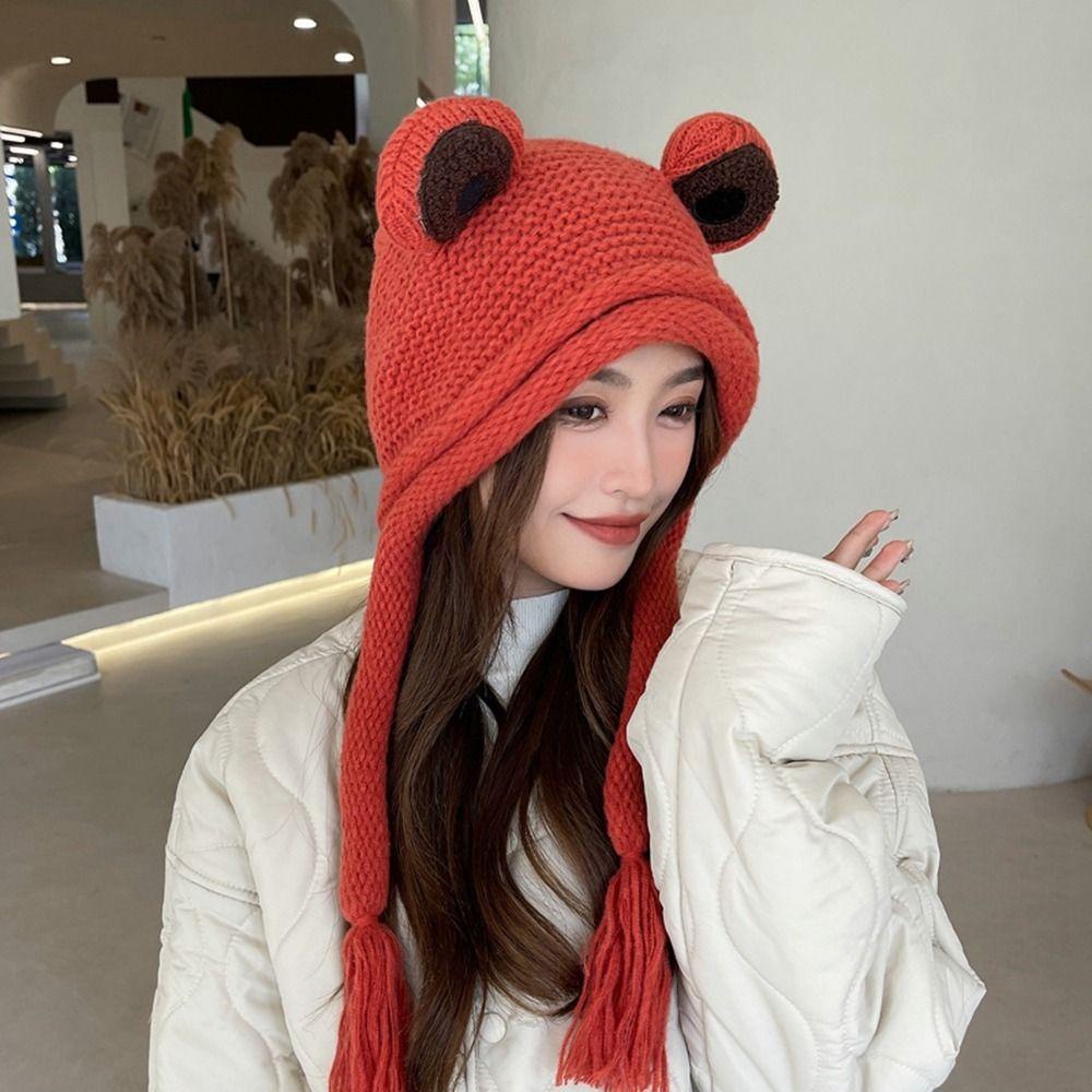 Anemone Mũ Len Dệt Kim Bảo Vệ Tai Thoải Mái Phong Cách Hàn Quốc