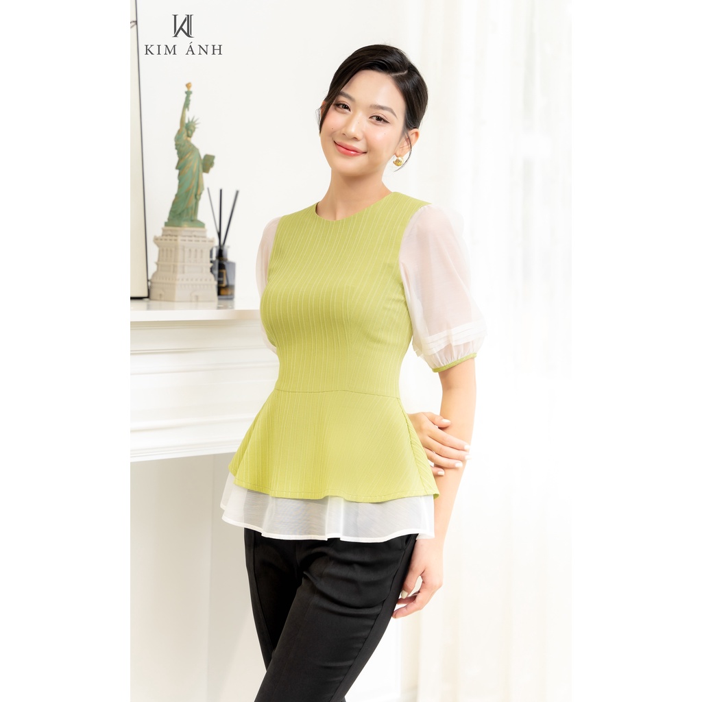 Áo Kiểu Thiết Kế Corelis Top Cổ Tròn Tay Lỡ Màu Trắng Phong Cách Hàn Quốc Thanh Lịch Tinh Tế Trẻ Trung-Kim Ánh-AKSX31007
