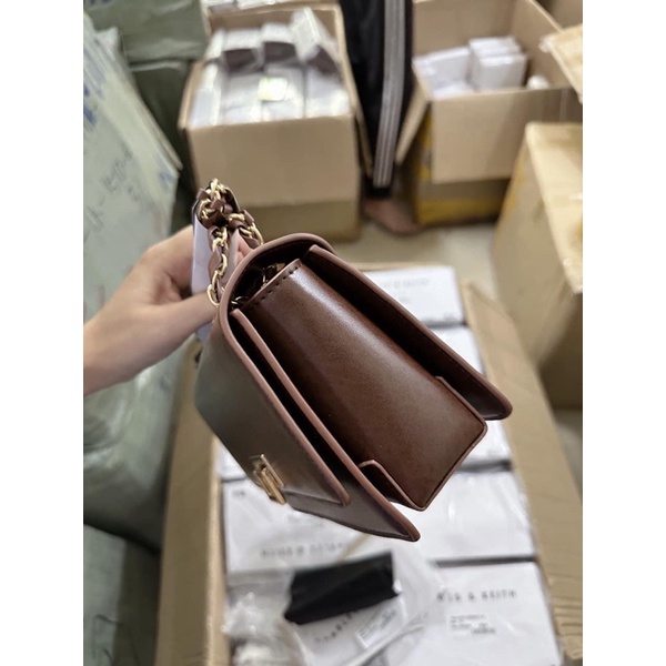 Túi  khoá gập vuông dây xích phối da hàng xuất xịn loại 1