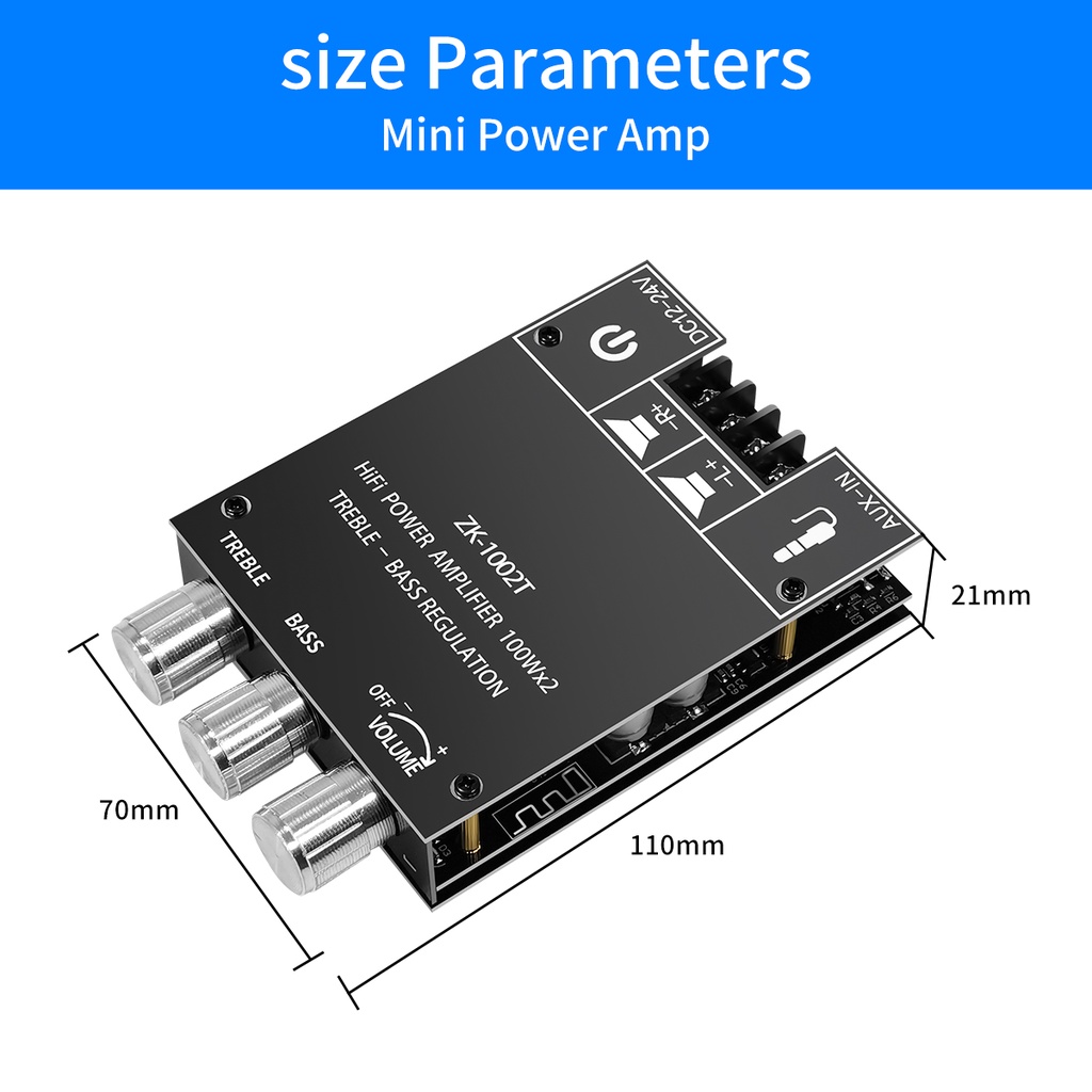 ZK-1002T HIFI 2.0 Kênh AUX/Bluetooth-Tương Thích với 5.0 TPA3116D2 Mô-đun Âm Thanh 100Wx2 Stereo Loa Siêu