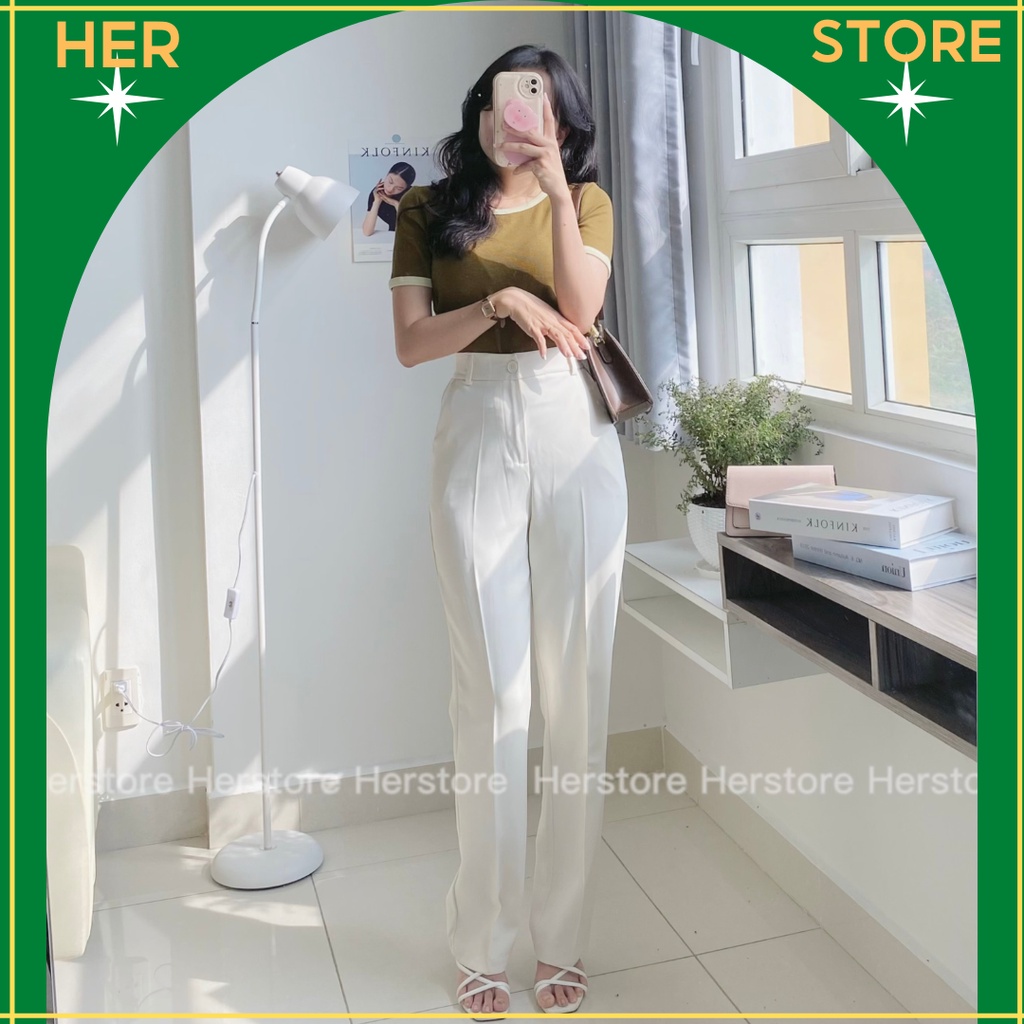 Quần tây ông đứng lưng cao chất chéo Hàn