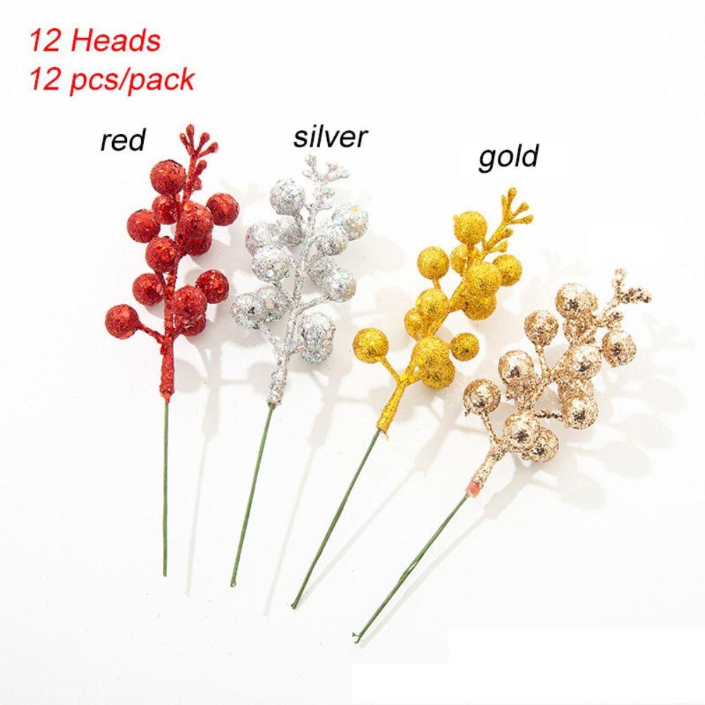 LET Set 12 Nhánh Trái Cây Giả Trang Trí Giáng Sinh