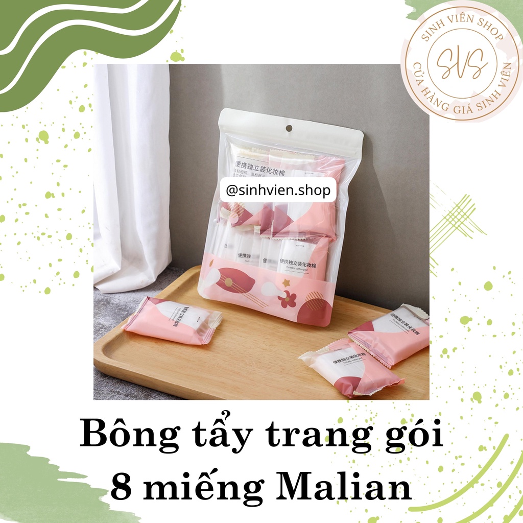 Gói bông tẩy trang cotton 8 miếng mini Malian bỏ túi du lịch tiện lợi