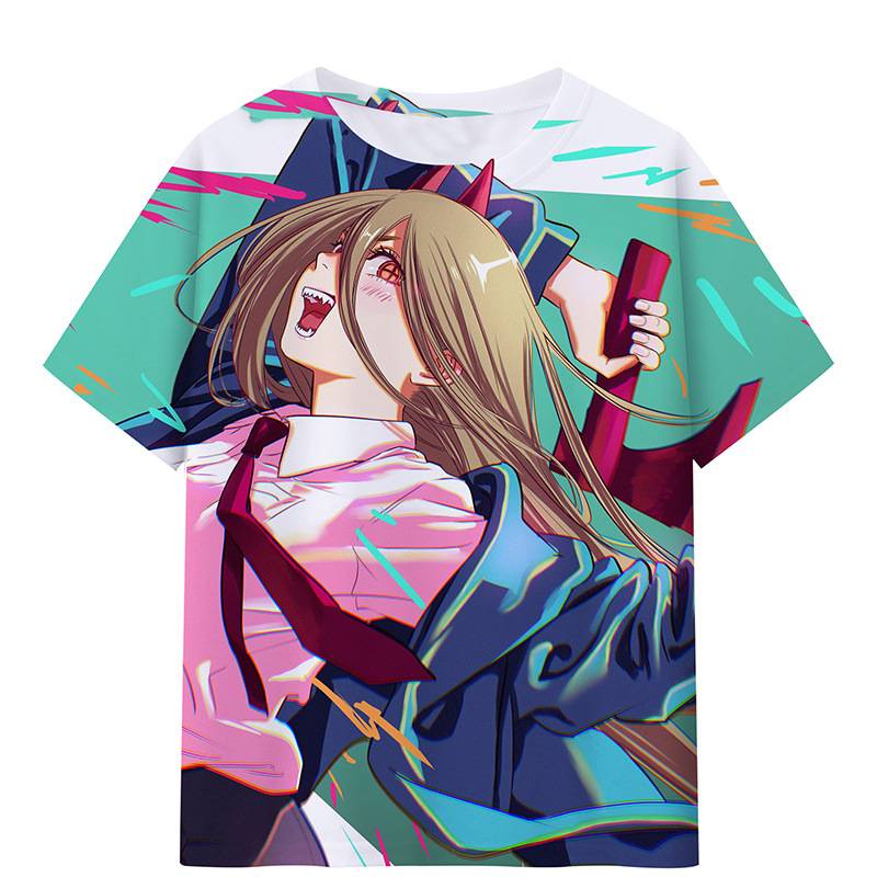 Áo Thun Tay Ngắn Dáng Rộng In Họa Tiết Ag1 Chainsaw Man Makima Denji Thời Trang Cho Nam Và Nữ
