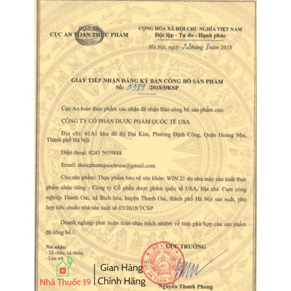 Viên giải rượu Win-21 USA hộp 4V, Uống 2 viên chống say trước khi uống rượu bia, Giúp giải rượu nhanh chóng giải độc gan