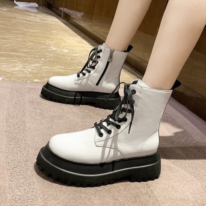 Giày bốt boot nữ Martin thời trang, Giầy cao gót nữ Đế cao dày, giày ulzzang nữ Hàn Quốc -Bốt nữ cổ 