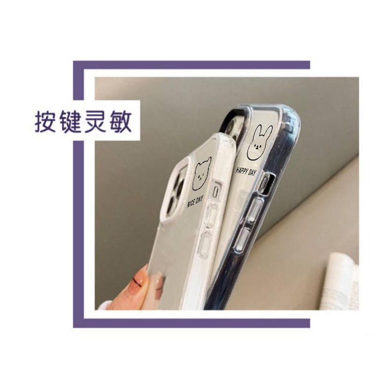 Ốp điện thoại trong suốt hình gấu / thỏ 3 trong 1 thích hợp cho Iphone 13 12pro 11promax