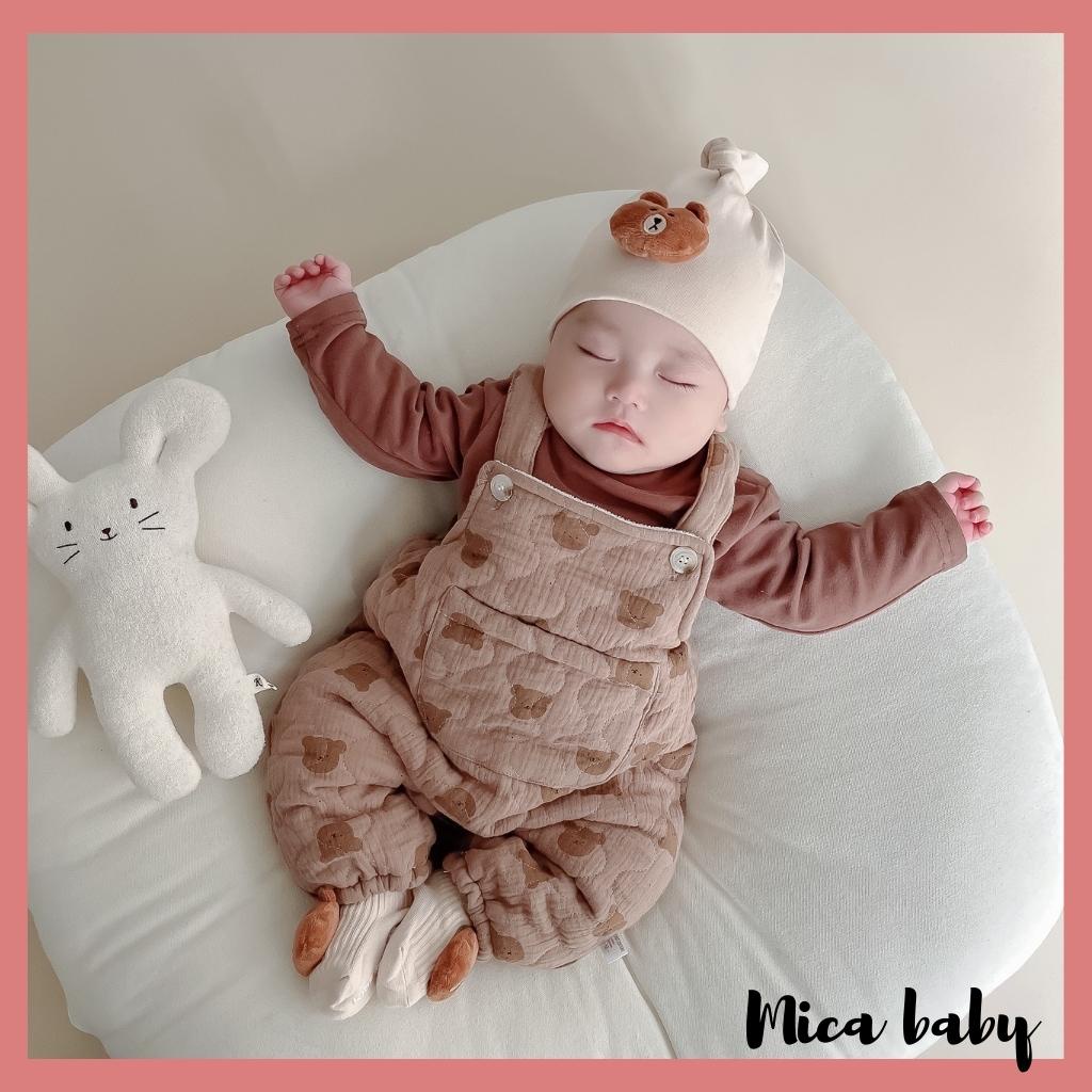 Tất vớ cao cổ cho bé đính gấu bông xù phong cách Hàn Quốc đáng yêu T38 Mica baby