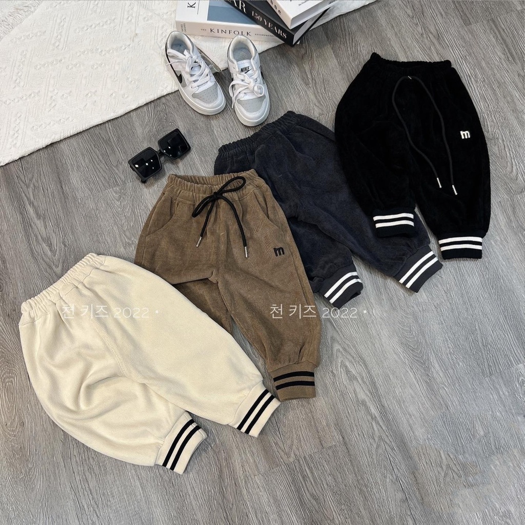 Quần Dài Nhung Tăm Cho Bé Trai, Quần Dài Bo Gấu Ống Đứng Kidbabyonline K163