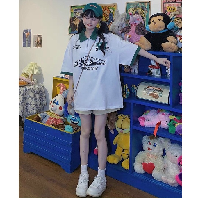 Áo Thun Polo Form Rộng Tay Lỡ Unisex Nam Nữ ANTHEM Siêu Chất Camshop