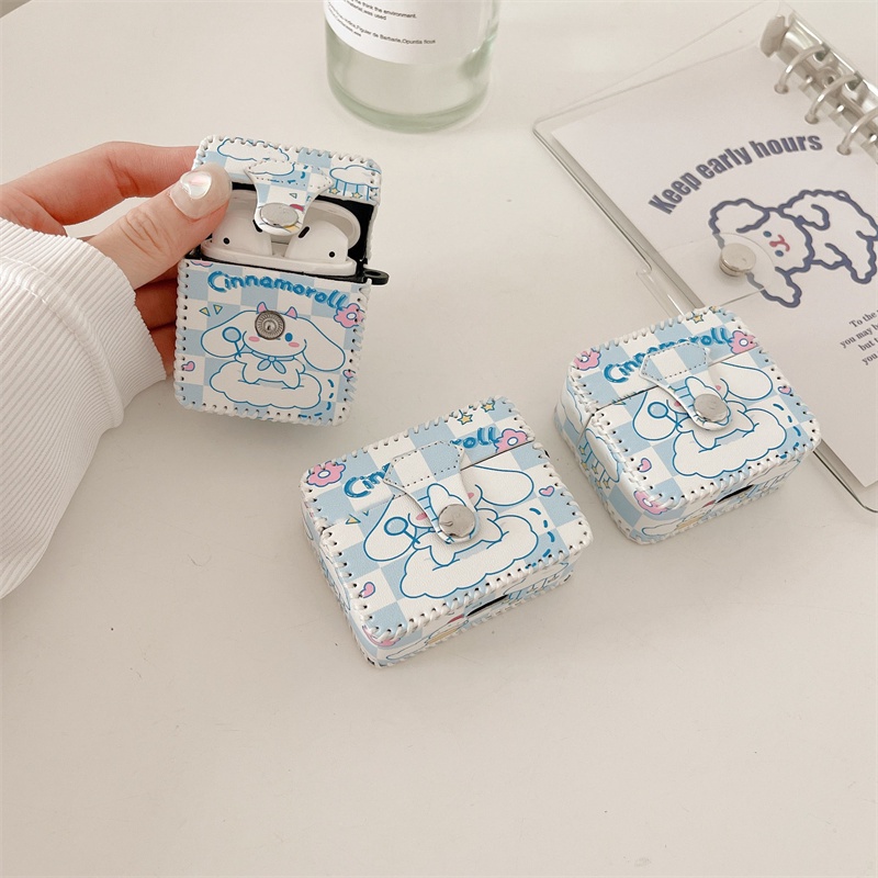 Vỏ Bảo Vệ Hộp Sạc Tai nghe không dây Airpods pro / 3 / 2 / 1 2 1 Pro2 Bằng Da PU Hình Cinnamoroll Hoạt Hình Dễ Thương