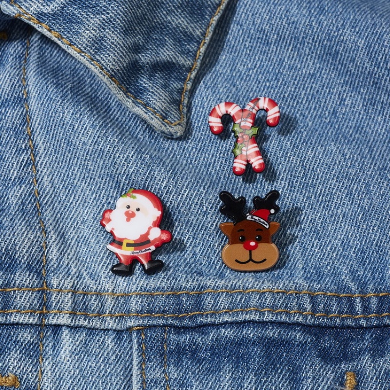 Bộ 3 Ghim Cài Áo Trang Trí Hình Giáng Sinh Thời Trang