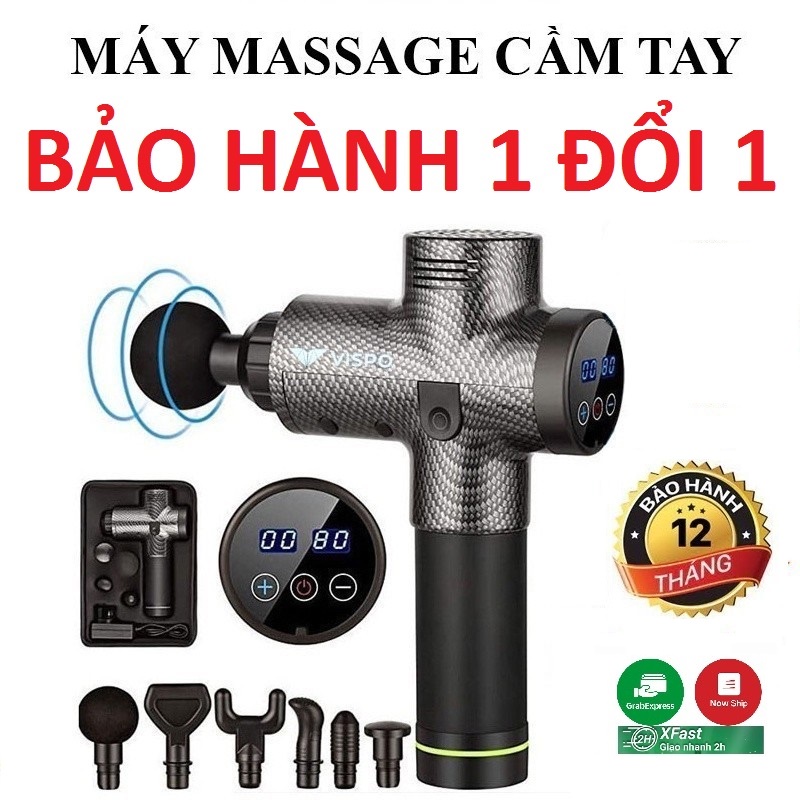 Súng massage 6 đầu 30 chế độ - Máy massage toàn thân cầm tay 6 đầu, Súng mát xa cơ cho người tập GYM