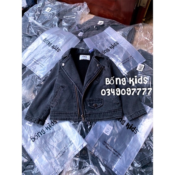 Áo Khoác Biker Bé Trai Lót Nỉ Dày Dặn Đen Bạc ZR