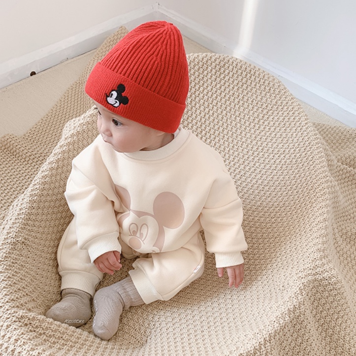 Áo Liền Quần Bằng Lông Cừu Màu Đỏ Mừng Năm Mới Cho Bé