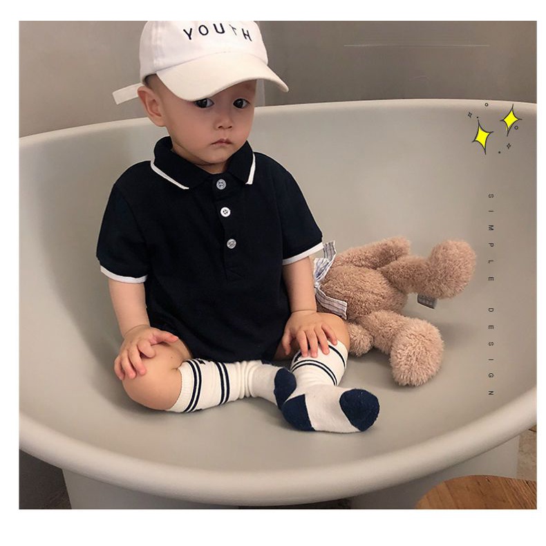 Bộ Áo Liền Quần polo Tay Ngắn Phong Cách Quý Ông Thời Trang Mùa Hè Cho Bé Trai