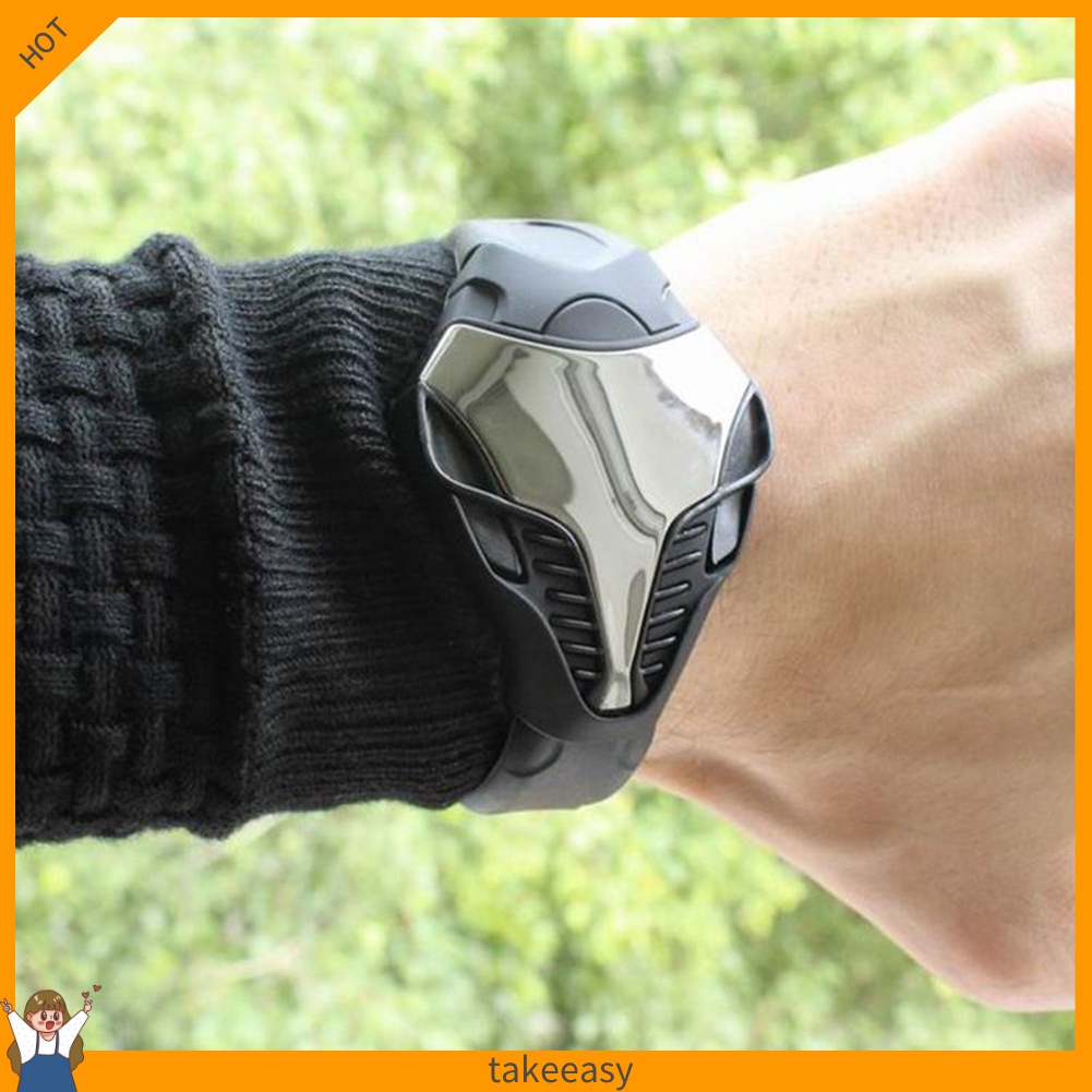 Đồng hồ đeo tay kỹ thuật số có đèn LED dây đeo giả da thời trang cá tính cho nam