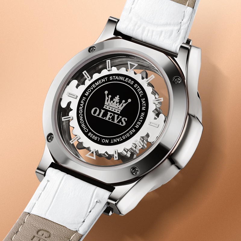 OLEVS  Đồng hồ nữ  chống thấm nước phối dây da kiểu dáng thời trang cho  9938