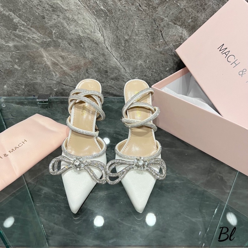 Sandal Nơ Đá Mach&Mach Trắng Đen Mika Full Size 35-39  -  By Anh Dinh Phuong