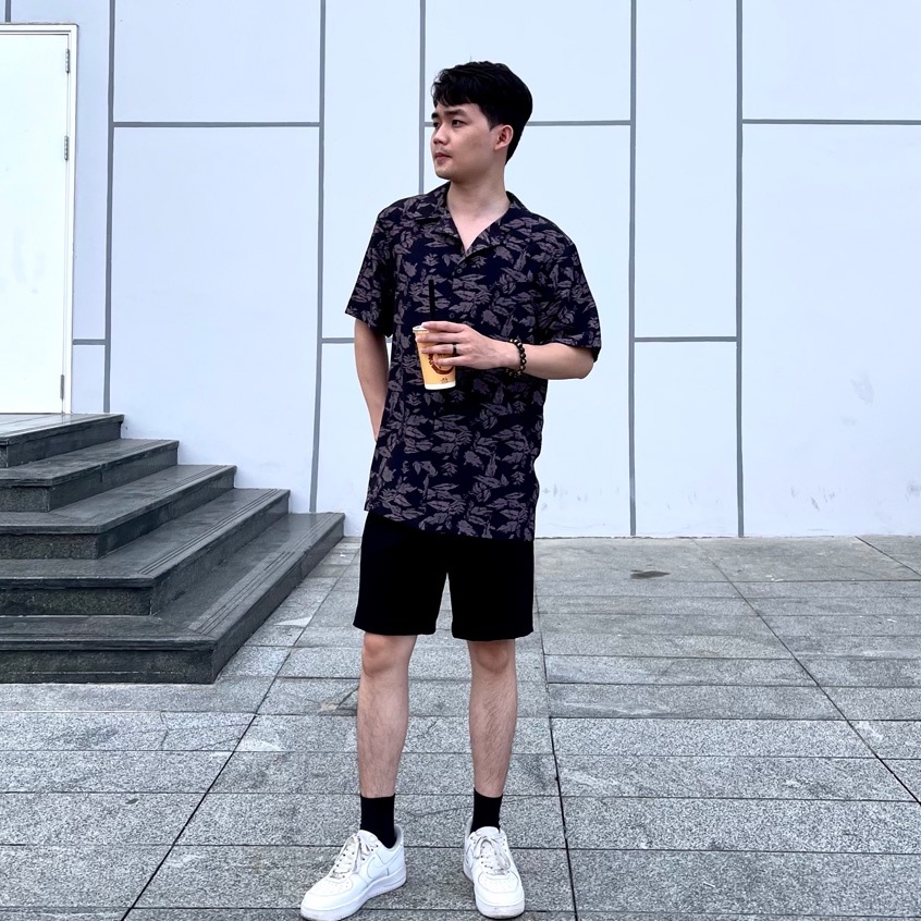 Áo sơ mi nam tay ngắn ROHAN Fullbox, form rộng vải lụa cao cấp, thoáng mát, không nhăn | Sơ mi họa tiết lá cọ