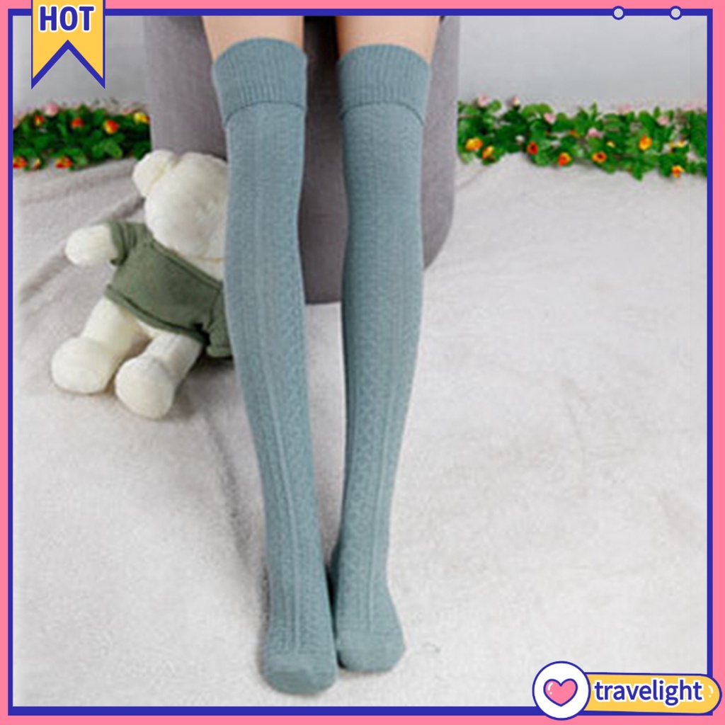 1 Đôi Tất Dài Màu Sắc Đơn Giản Giữ Ấm Mùa Thu Đông Phong Cách Nhật Bản Cho Nữ