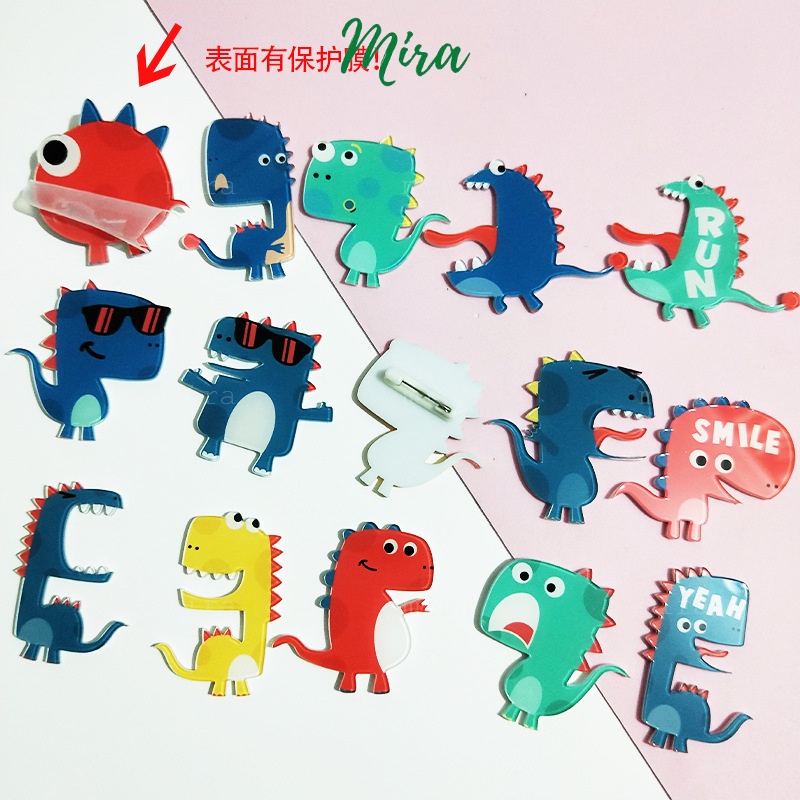 Ghim Cài + Nam Châm Mẫu Khủng Long, Huy Hiệu Acrylic  Pin Cài Cài Áo, Balo, Trang Trí Tủ Lạnh MIRA-MDKL01
