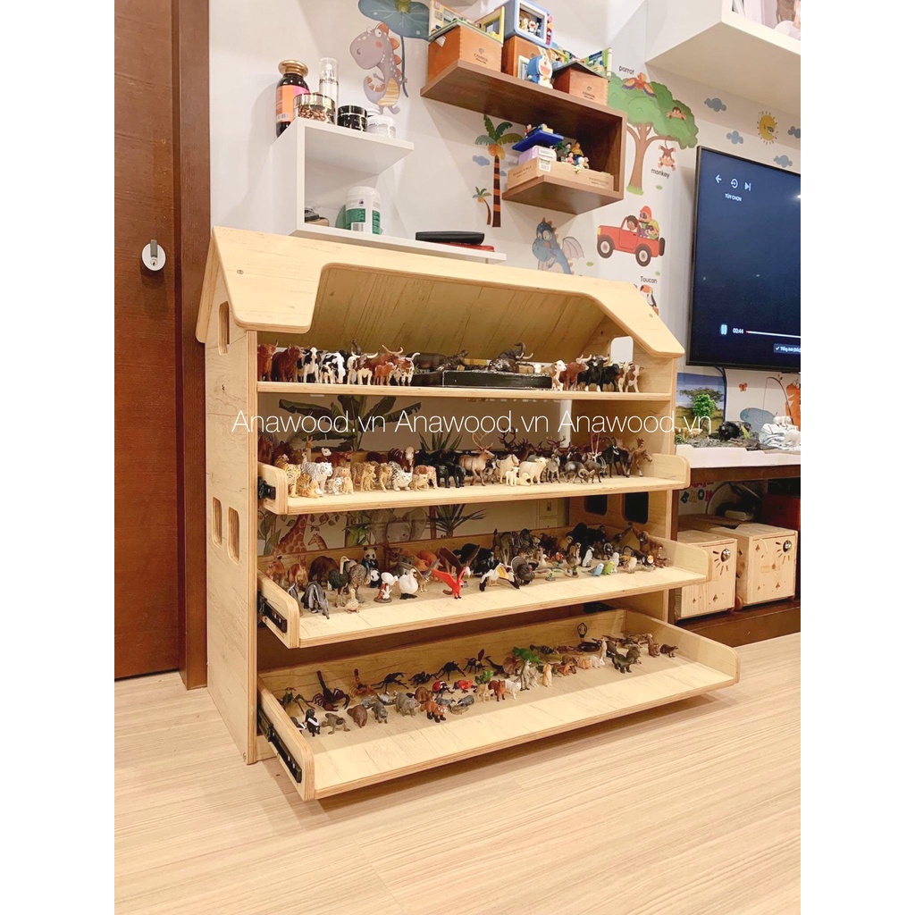 Kệ để đồ chơi trẻ em có ray trượt ES032 hình ngôi nhà ngộ nghĩnh