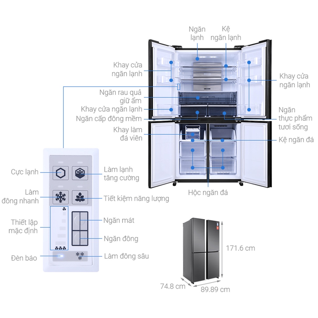 Tủ lạnh 4 Cửa Sharp 525L SJ-FX600V-SL Inverter -- Chỉ giao tại HN --