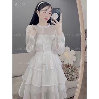 Váy trắng tiểu thư dài thu đông