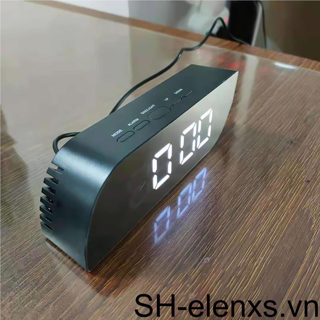 Đồng Hồ Báo Thức Kỹ Thuật Số Có Đèn LED Hiển Thị Nhiệt Độ Và Gương Thời Trang Bảo Vệ Mắt Dùng Trong Phòng Ngủ / Phòng Học