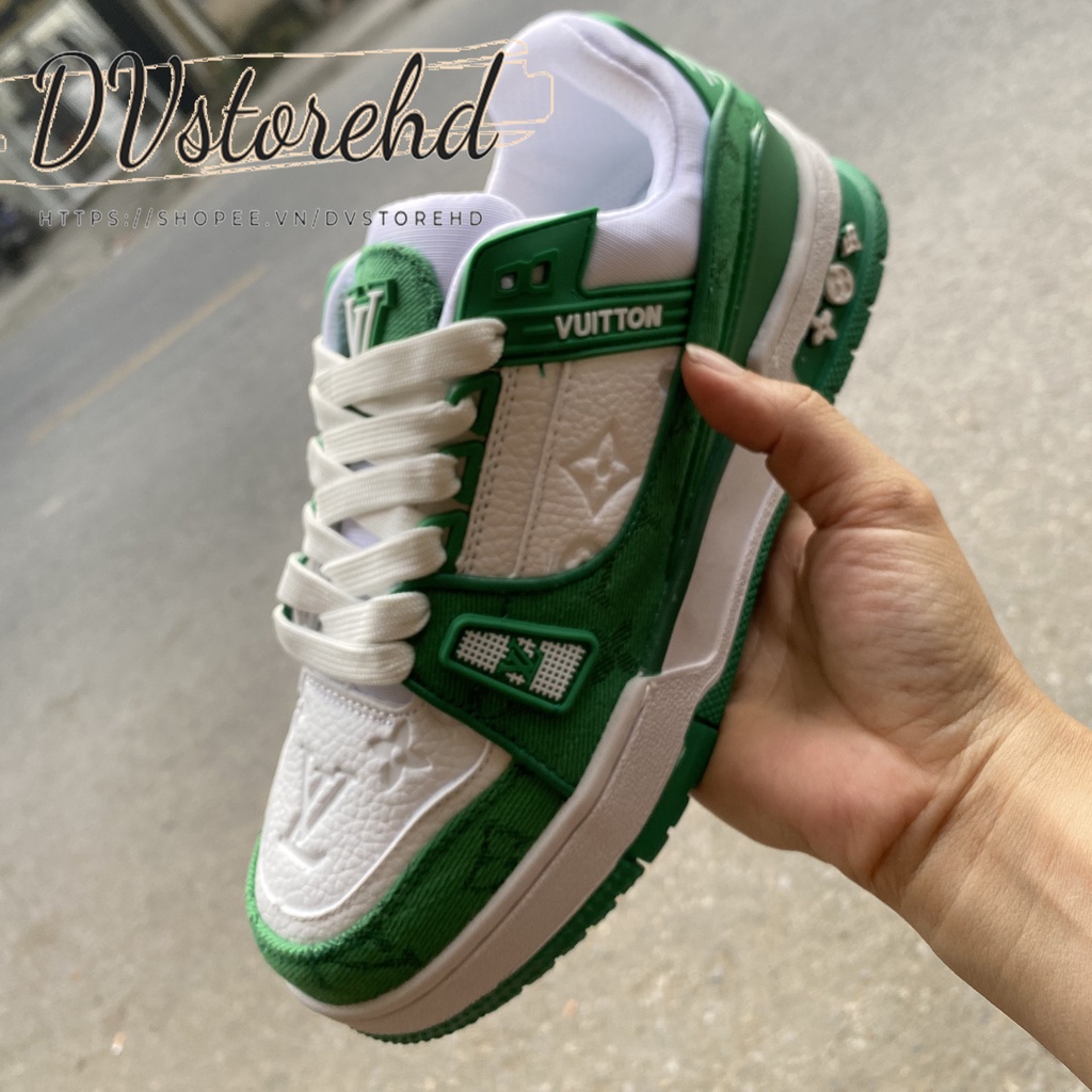 Giày sneaker LV xanh lá trắng giày louis vuitton green full billbox[Cao Cấp]
