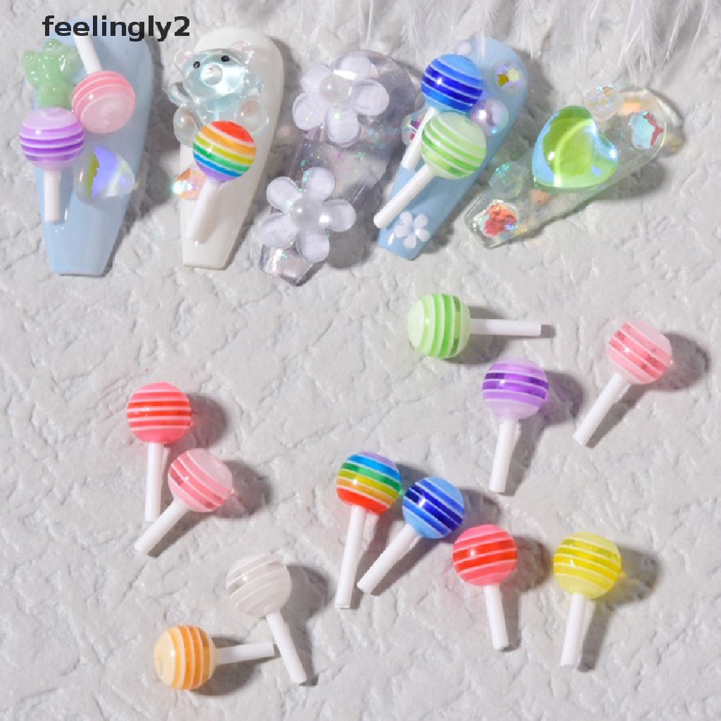 Set 5 Hạt Nhựa 3D Hình Kẹo Mút Dễ Thương Trang Trí Móng Nghệ Thuật