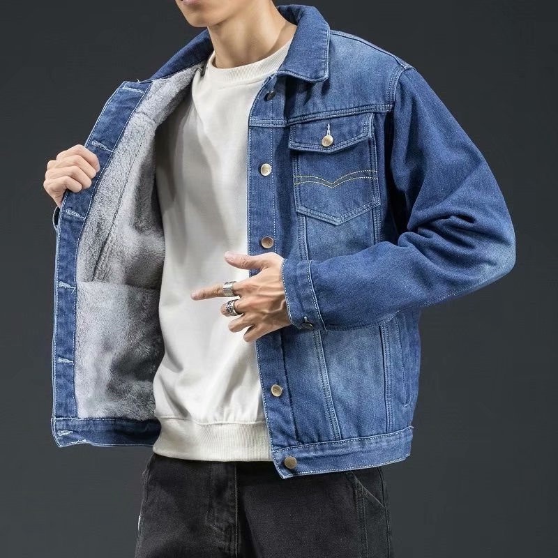 Áo khoác jean nam cao cấp lót lông cừu siêu dày ấm