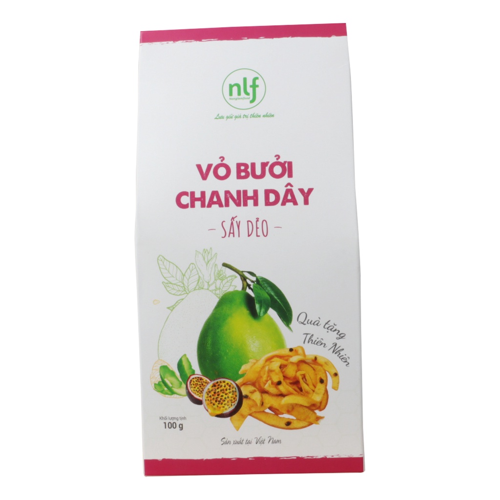 Vỏ bưởi chanh dây sấy dẻo Nonglamfood hộp 100g | Giảm cân, ăn kiêng hiệu quả, tăng cường đề kháng tự nhiên, đẹp da