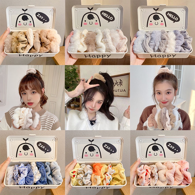 Set Dây buộc tóc vải lông mềm mại phong cách Hàn Quốc dễ thương cho nữ