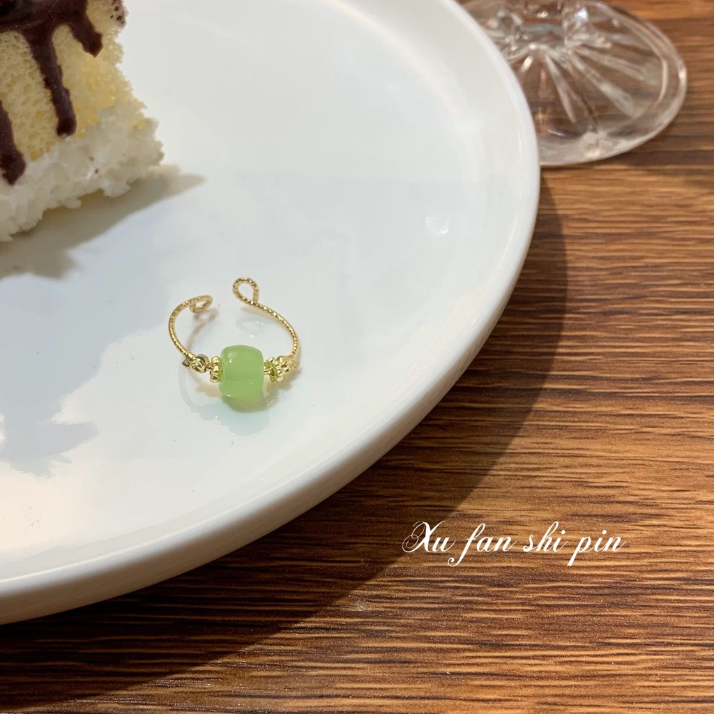 Nhẫn Đính Hạt Ngọc Bích Nhân Tạo Thời Trang Cho Nữ